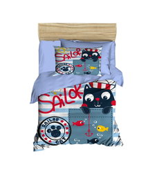 L'essentiel linge de maison Juego de funda nórdica PH146 Azul, Blanco y Rojo